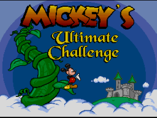 Mickey's Ultimate Challenge title screen for Super Nintendo